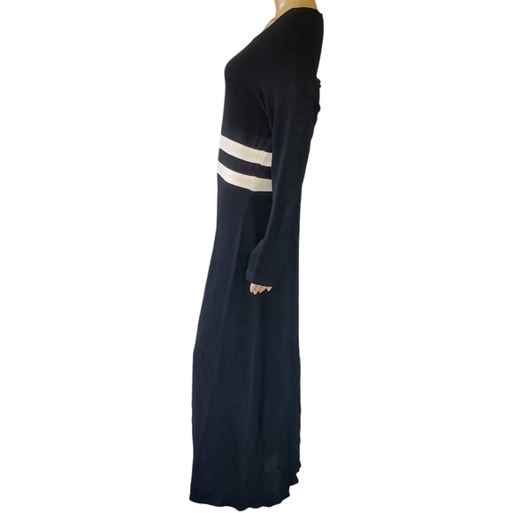 VTG Nicole Studio Long Maxi Dress Women's 16 Black Knit Long Sleeve Pullover - Picture 7 of 10